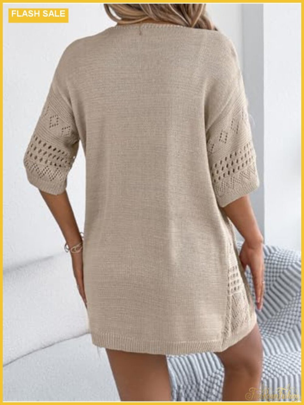 Crochet Cardigan Sweaters for Women Summer Beach Cover Up Lightweight Knit - Picture 4 of 5